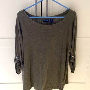 Linen scoop neck top